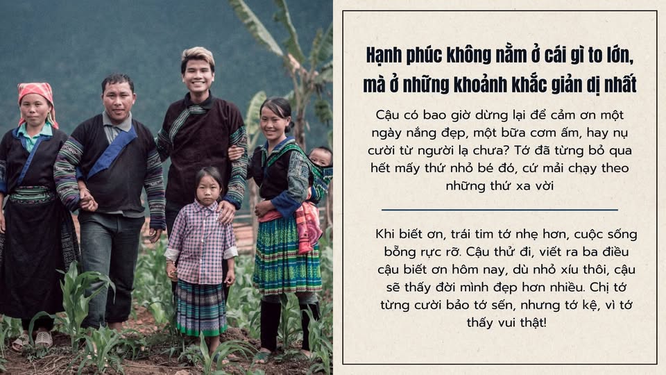 Cậu có bao giờ dừng lại để cảm ơn một ngày nắng đẹp, một bữa cơm ấm, hay nụ cười từ người lạ chưa?